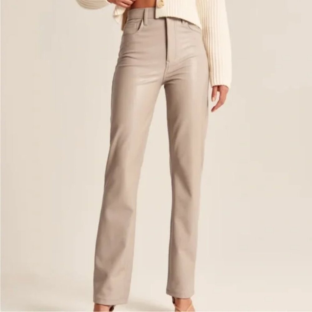 NWT Abercrombie 90's Straight Ultra High Rise Curve Love leather pants